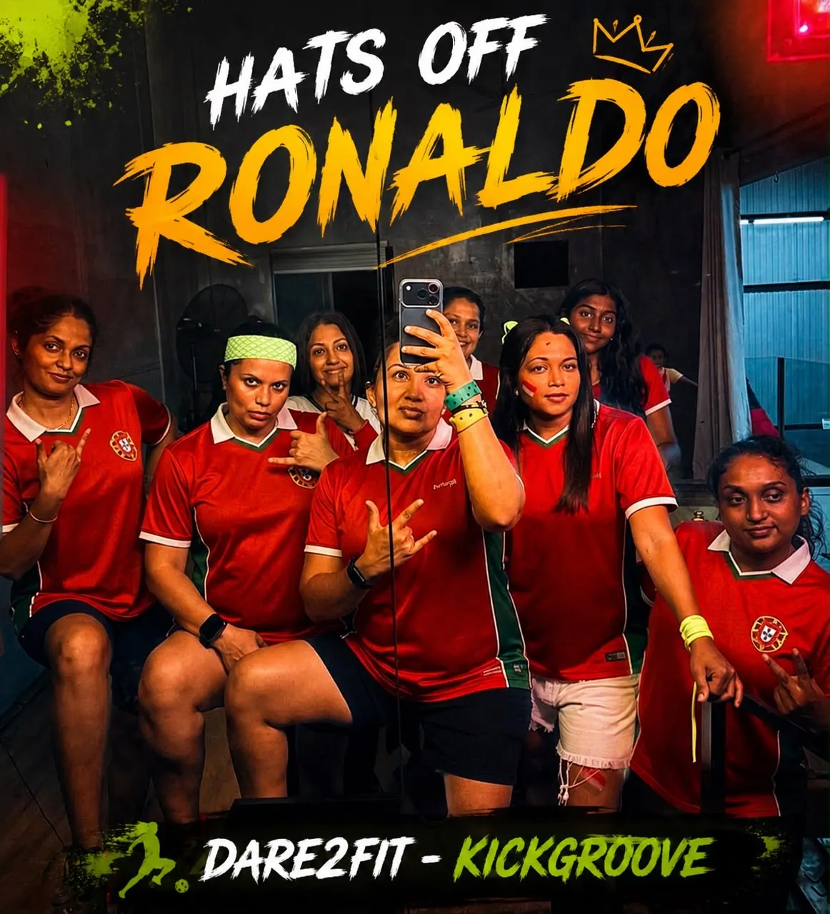 Dare 2 Fit community wearing football shirts